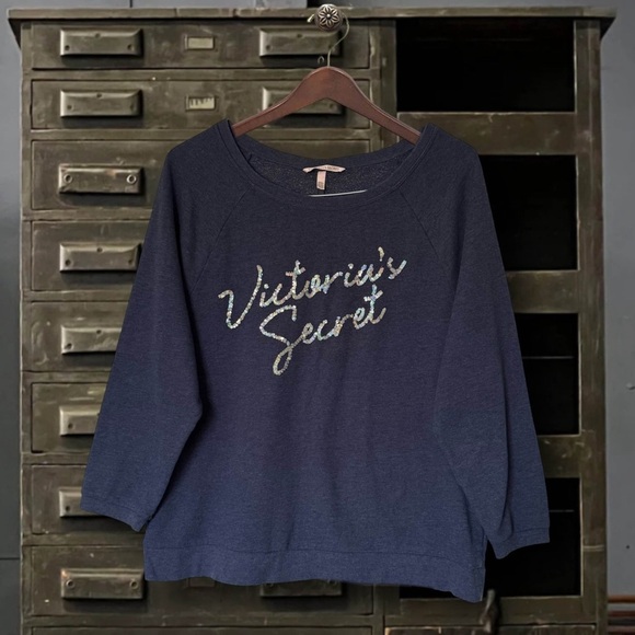 VICTORIA’S SECRET • Silver Sequined Logo Sweatshirt - Picture 4 of 4